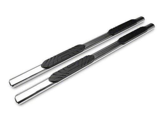 Barricade 4-Inch Oval Straight End Side Step Bars; Rocker Mount; Stainless Steel (07-19 Silverado 2500 HD Extended/Double Cab)