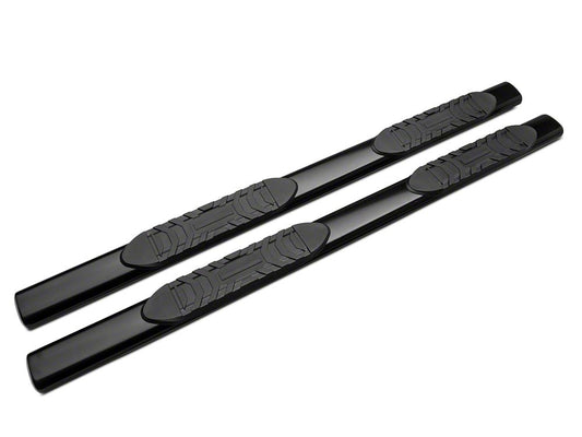 Barricade 5-Inch Oval Straight End Side Step Bars; Rocker Mount; Black (07-19 Silverado 2500 HD Extended/Double Cab)