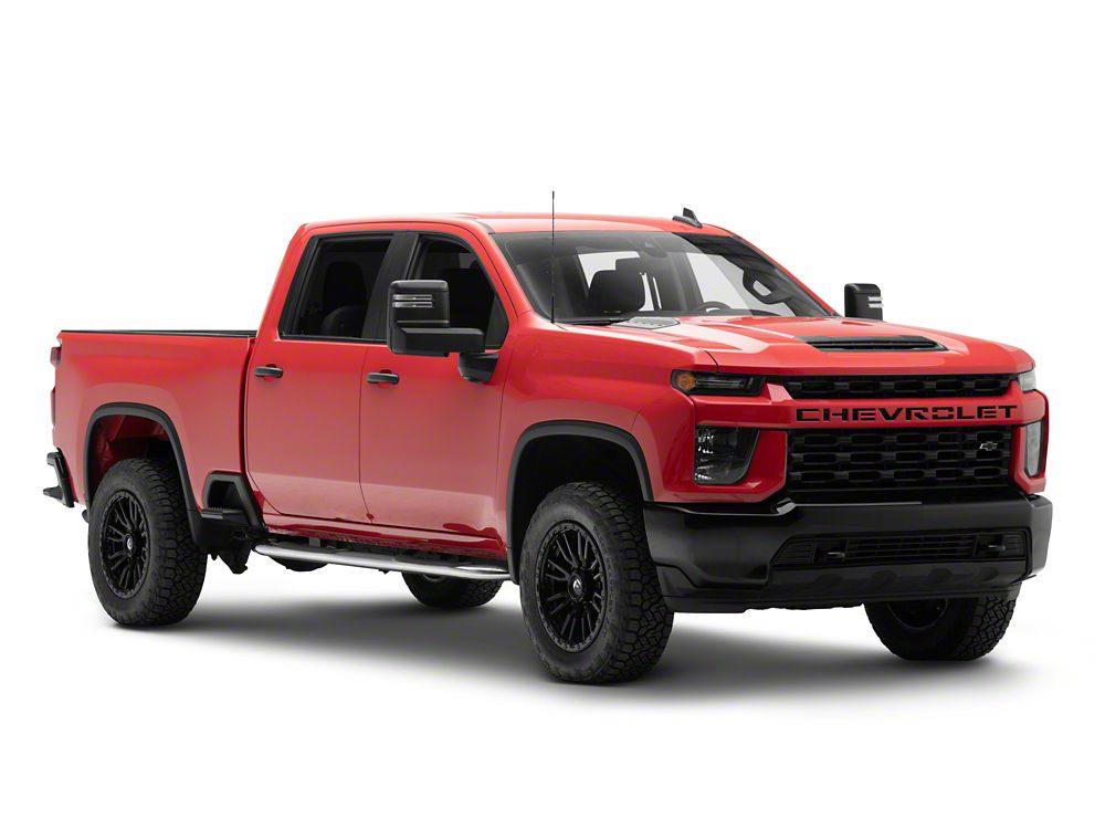 Barricade 4-Inch Oval Bent End Side Step Bars; Stainless Steel (20-25 Silverado 2500 HD Crew Cab)