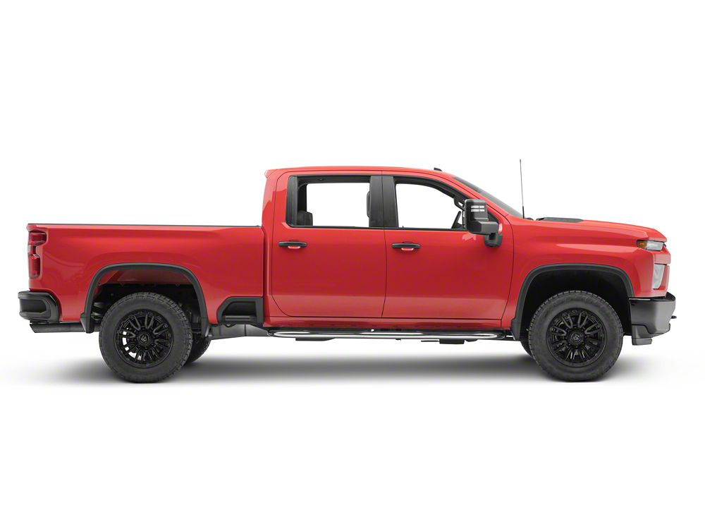 Barricade 4-Inch Oval Bent End Side Step Bars; Stainless Steel (20-25 Silverado 2500 HD Crew Cab)