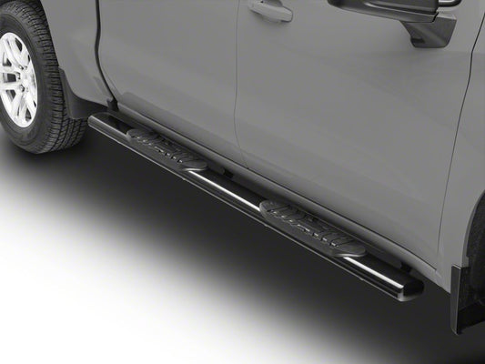 Barricade 5-Inch Oval Side Step Bars; Black (20-25 Silverado 2500 HD Crew Cab)