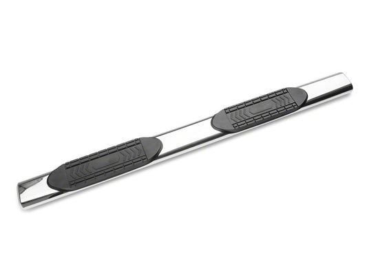 Barricade 5-Inch Oval Straight End Side Step Bars; Stainless Steel (20-25 Silverado 2500 HD Double Cab)
