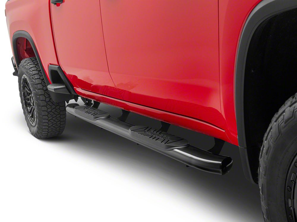 Barricade E-Series 5-Inch Oval Bent End Side Step Bars; Black (20-25 Silverado 2500 HD Crew Cab)