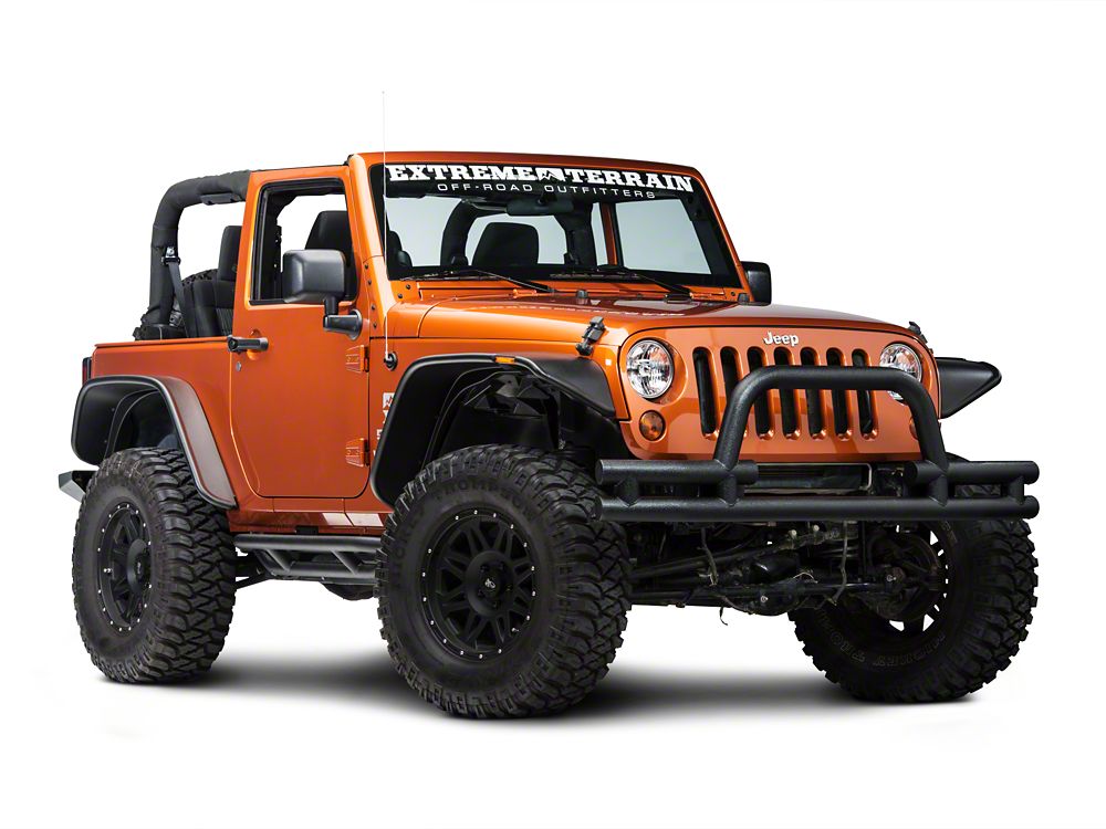 Barricade Tubular Front Bumper with Winch Cutout; Textured Black (07-18 Jeep Wrangler JK)