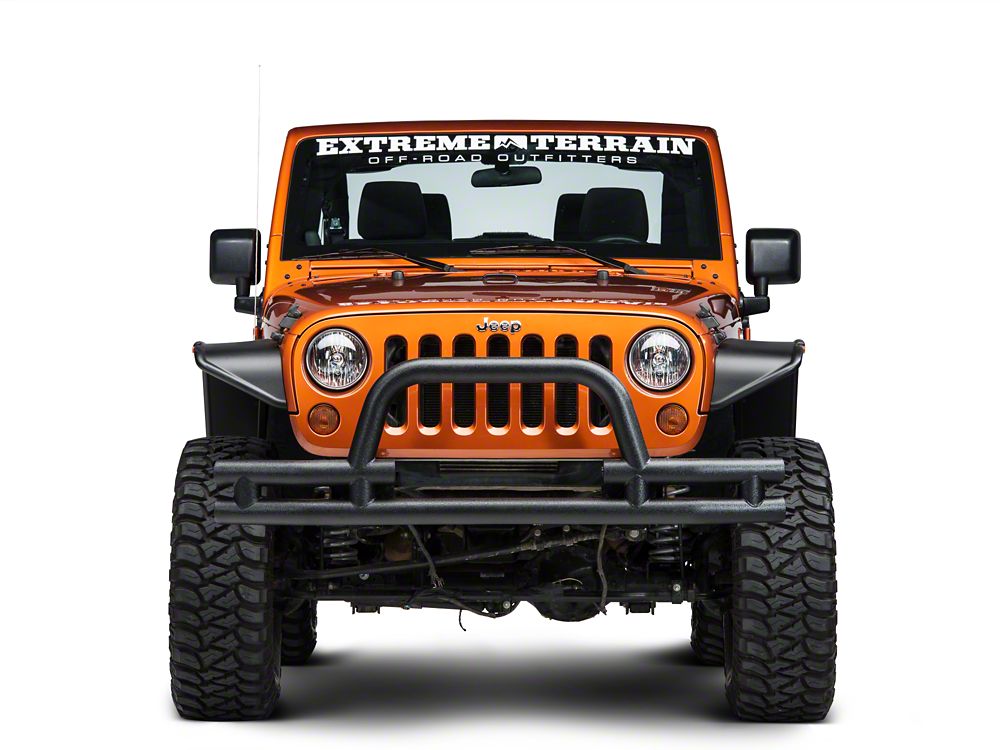 Barricade Tubular Front Bumper with Winch Cutout; Textured Black (07-18 Jeep Wrangler JK)