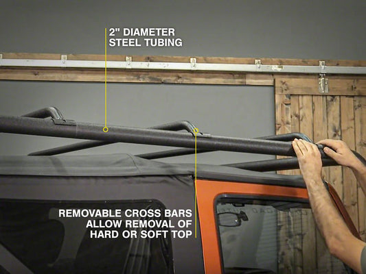 Barricade Roof Rack; Textured Black (07-18 Jeep Wrangler JK 2-Door)