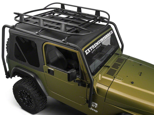 Barricade Roof Rack Basket; Textured Black (87-06 Jeep Wrangler YJ & TJ)
