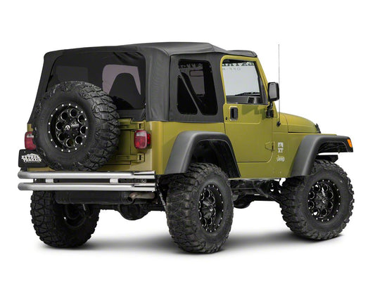 Barricade Double Tubular Rear Bumper; Polished (76-06 Jeep CJ, Wrangler YJ & TJ)
