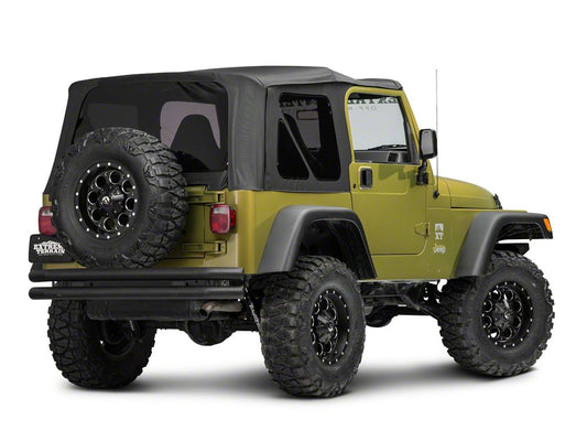 Barricade Double Tubular Rear Bumper; Textured Black (76-06 Jeep CJ, Wrangler YJ & TJ)