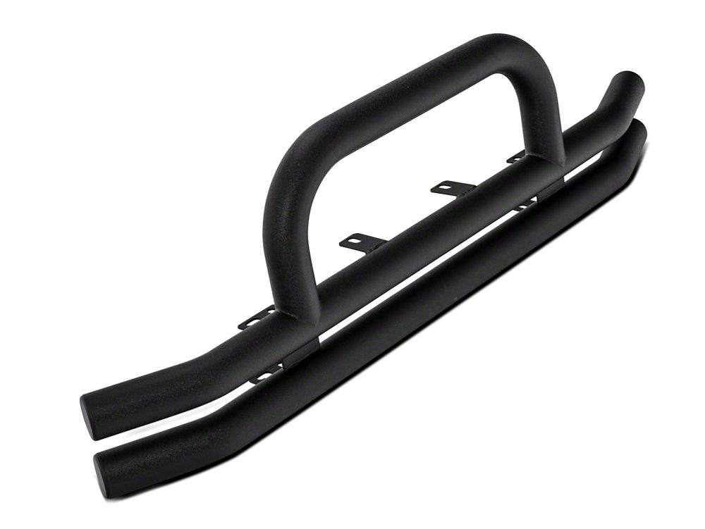Barricade Double Tubular Front Bumper with Classic Over-Rider Hoop; Textured Black (76-06 Jeep CJ, Wrangler YJ & TJ)