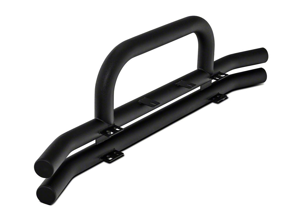Barricade Double Tubular Front Bumper with Classic Over-Rider Hoop; Textured Black (76-06 Jeep CJ, Wrangler YJ & TJ)