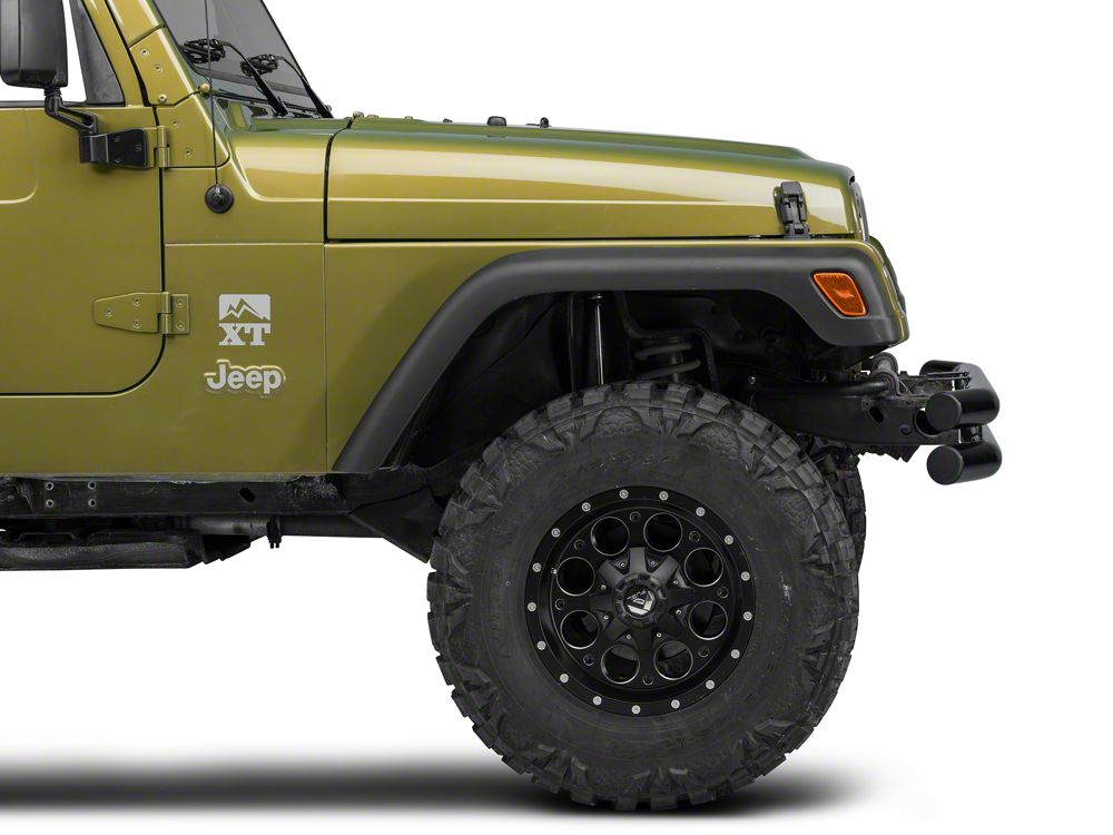Barricade Double Tubular Front Bumper; Gloss Black (87-06 Jeep Wrangler YJ & TJ)