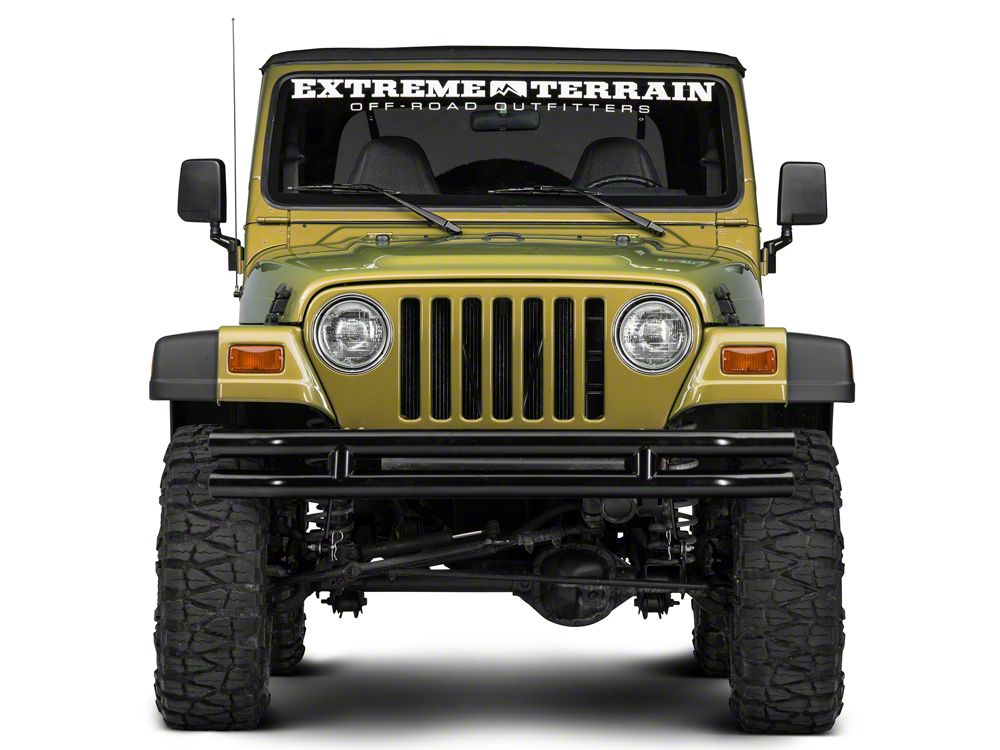 Barricade Double Tubular Front Bumper; Gloss Black (87-06 Jeep Wrangler YJ & TJ)