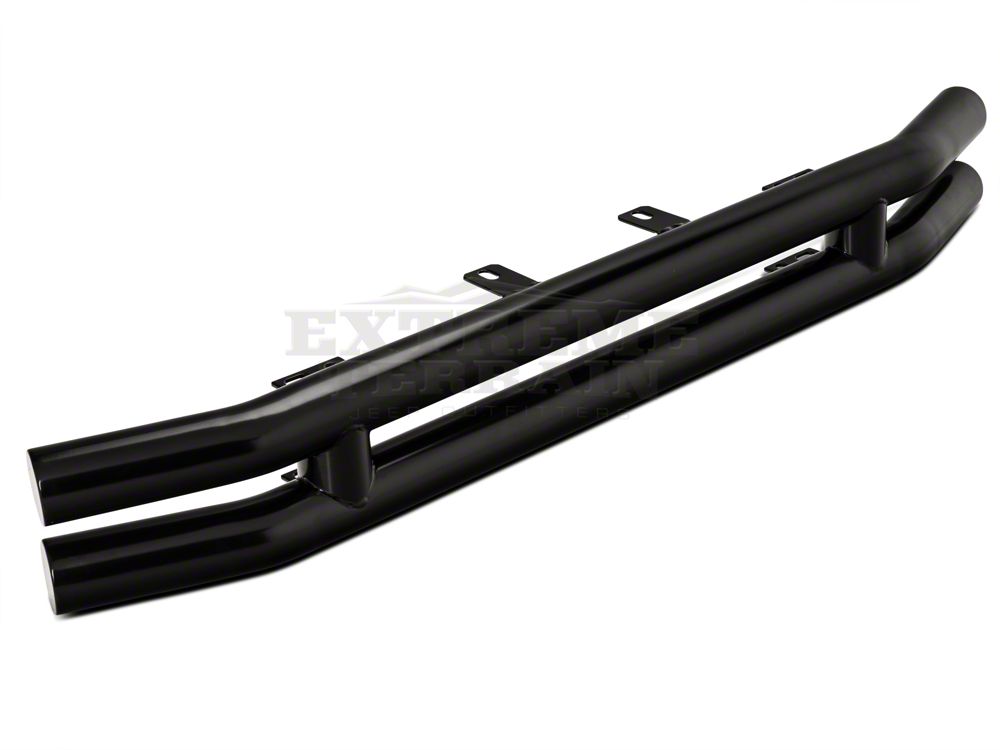 Barricade Double Tubular Front Bumper; Gloss Black (87-06 Jeep Wrangler YJ & TJ)