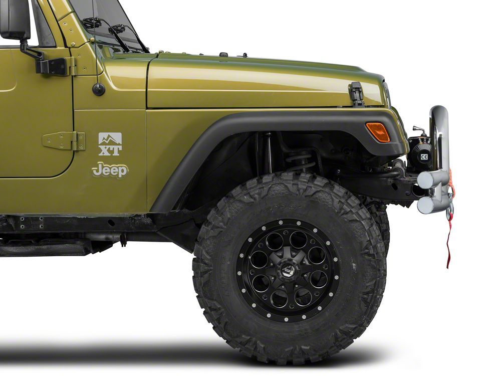 Barricade Double Tubular Front Bumper with Winch Cutout; Polished (87-06 Jeep Wrangler YJ & TJ)