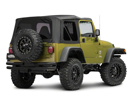 Barricade Double Tubular Rear Bumper with Receiver Hitch; Textured Black (76-06 Jeep CJ, Wrangler YJ & TJ)