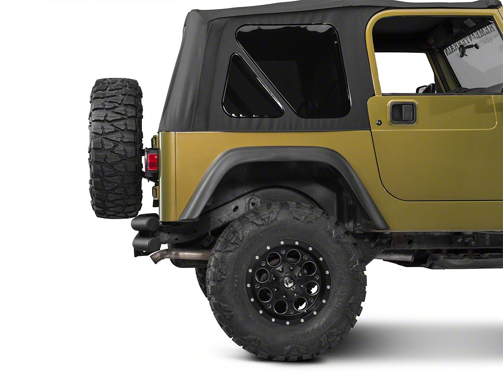 Barricade Double Tubular Rear Bumper with Receiver Hitch; Textured Black (76-06 Jeep CJ, Wrangler YJ & TJ)