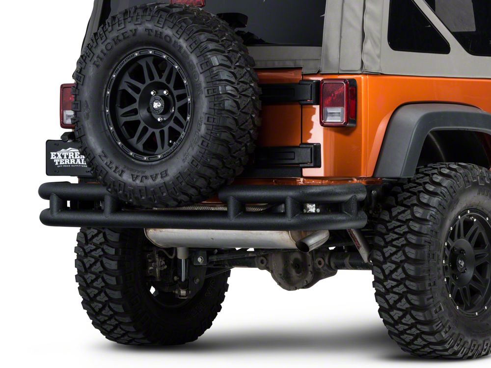 Barricade Rear Tubular Bumper with Wrap-Around; Textured Black (07-18 Jeep Wrangler JK)