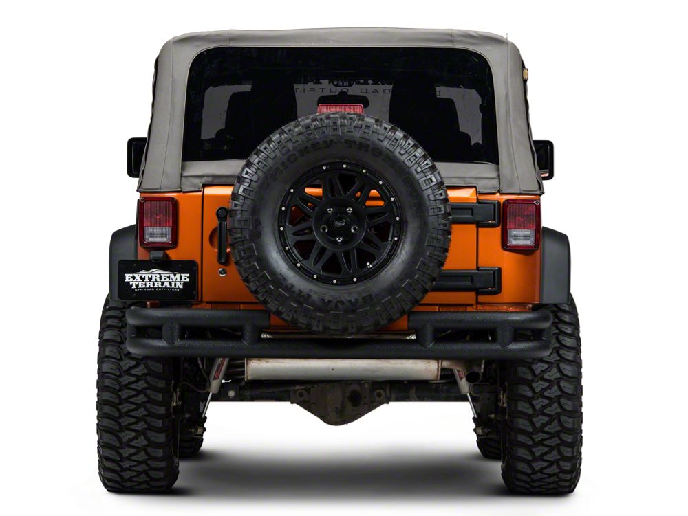 Barricade Rear Tubular Bumper with Wrap-Around; Textured Black (07-18 Jeep Wrangler JK)