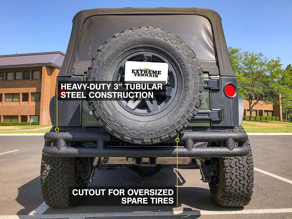 Barricade Rear Tubular Bumper with Wrap-Around; Textured Black (07-18 Jeep Wrangler JK)