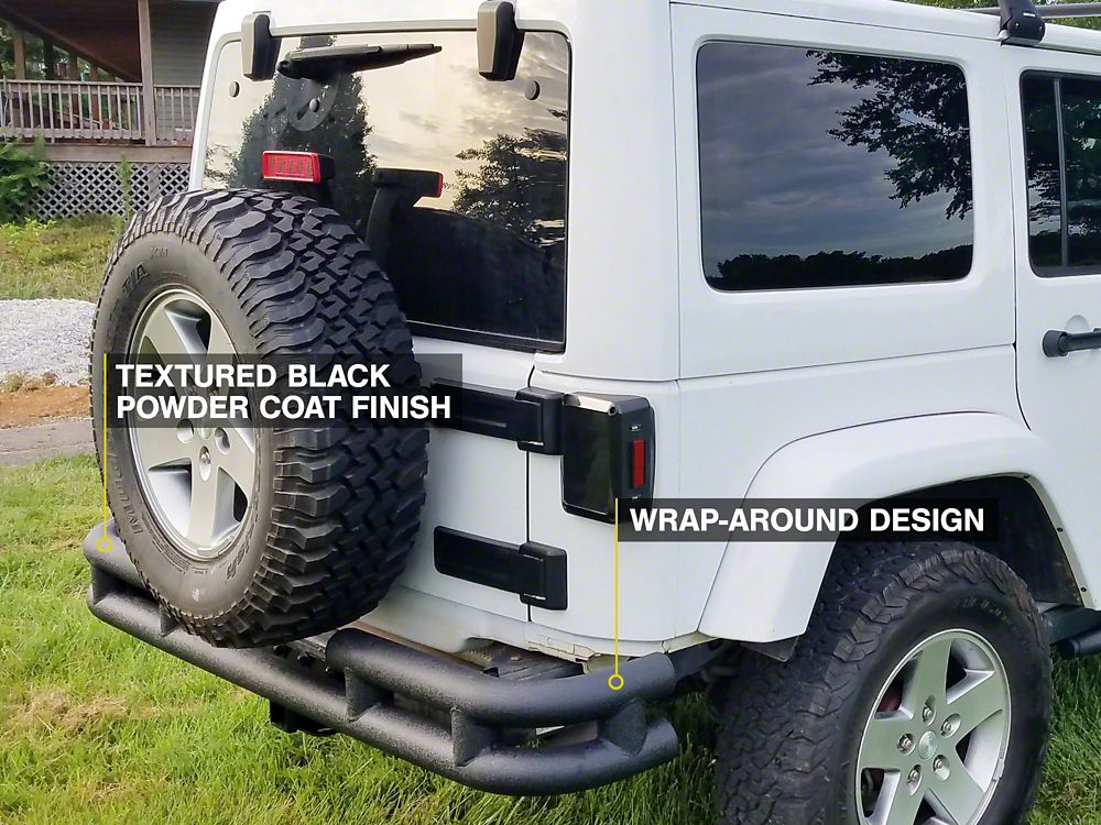 Barricade Rear Tubular Bumper with Wrap-Around; Textured Black (07-18 Jeep Wrangler JK)