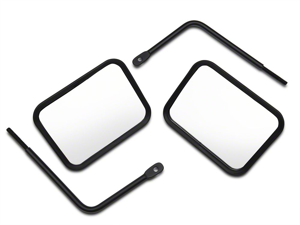 Barricade Rectangular Adventure Mirrors; Textured Black (87-06 Jeep Wrangler YJ & TJ)