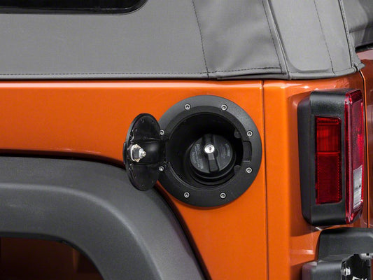 Barricade Locking Fuel Door; Textured Black (07-18 Jeep Wrangler JK)