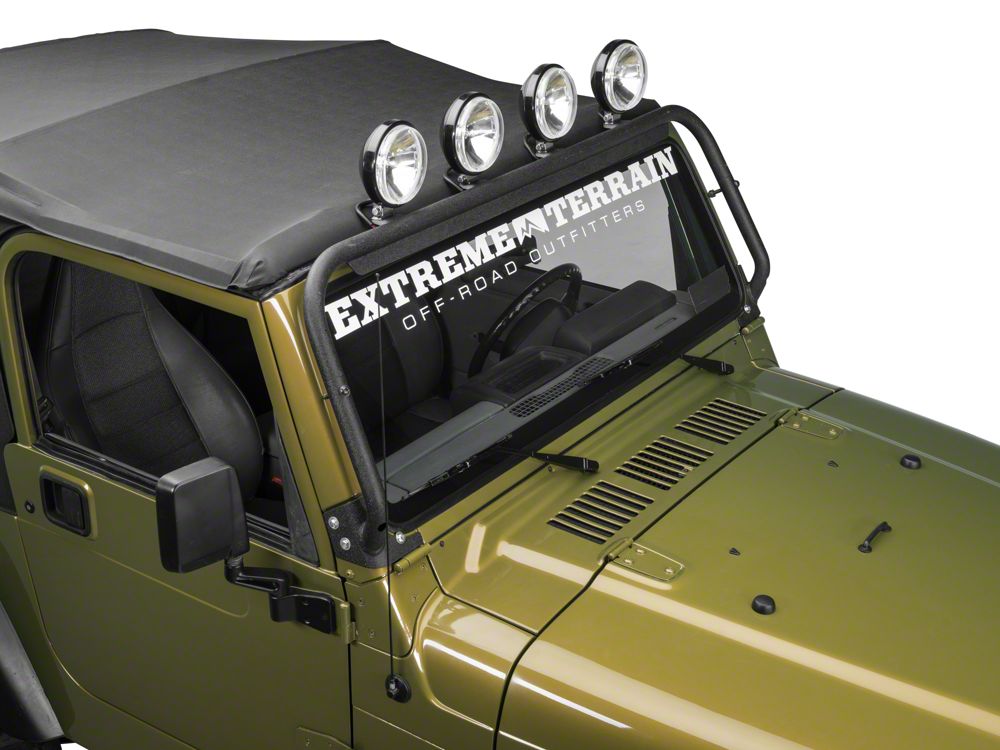 Barricade Light Bar Mount Brackets; Textured Black (97-06 Jeep Wrangler TJ)