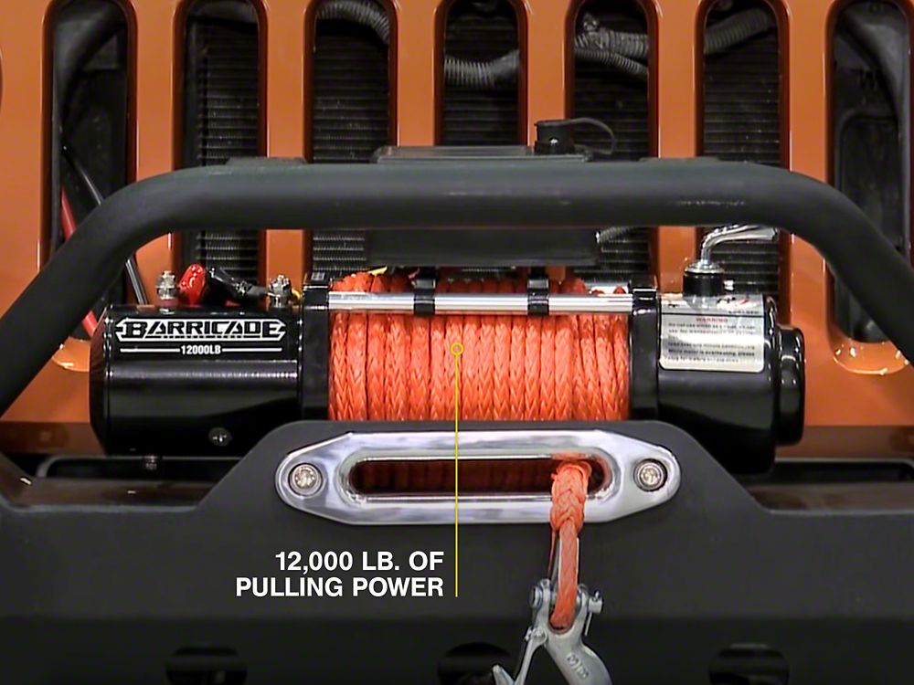 Barricade 12,000 lb. Winch with Synthetic Rope (Universal; Some Adaptation May Be Required)