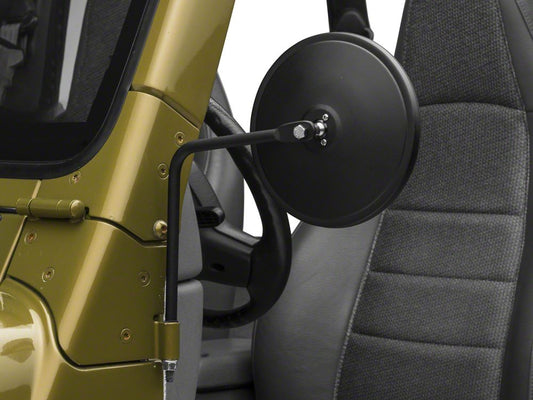Barricade Round Adventure Mirrors; Textured Black (87-06 Jeep Wrangler YJ & TJ)