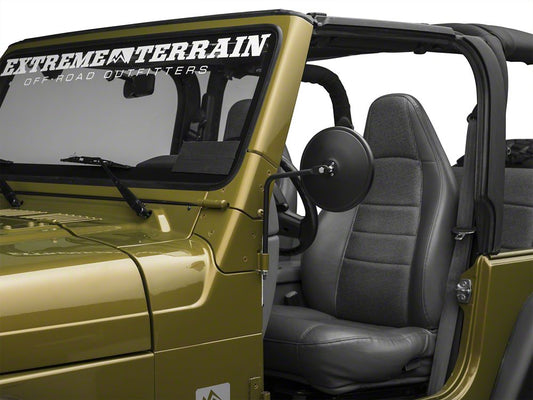 Barricade Round Adventure Mirrors; Textured Black (87-06 Jeep Wrangler YJ & TJ)