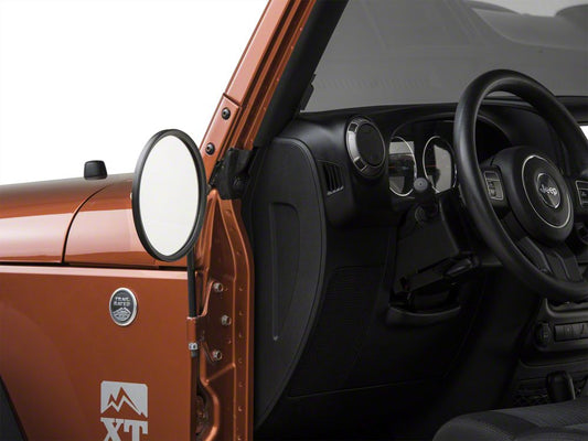 Barricade Round Adventure Mirrors; Textured Black (66-25 Jeep CJ5, CJ7, Wrangler YJ, TJ, JK & JL)