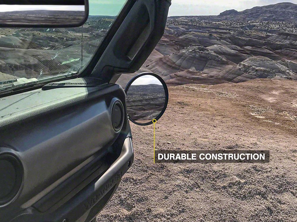 Barricade Round Adventure Mirrors; Textured Black (66-25 Jeep CJ5, CJ7, Wrangler YJ, TJ, JK & JL)