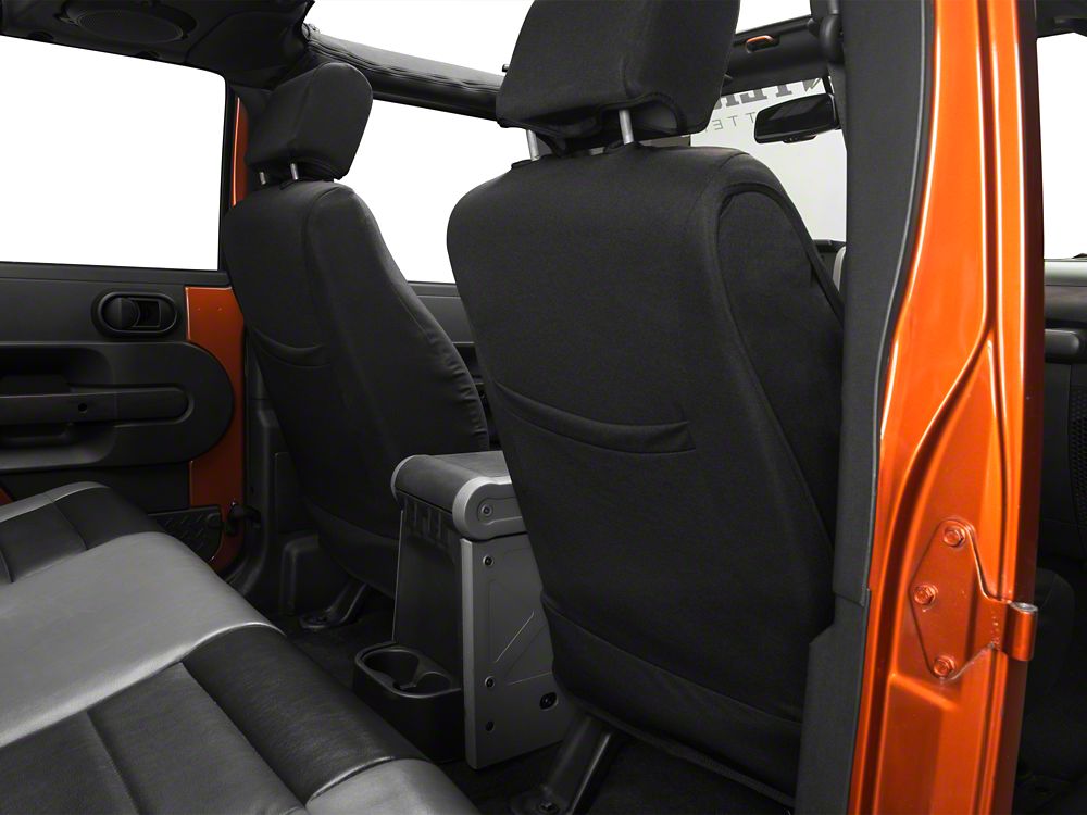 Barricade Custom Trailproof Front Seat Covers with Pockets; Black (07-18 Jeep Wrangler JK)