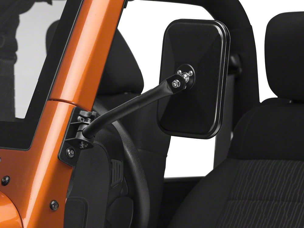 Barricade Quick Release Rectangular Mirrors; Textured Black (07-18 Jeep Wrangler JK)