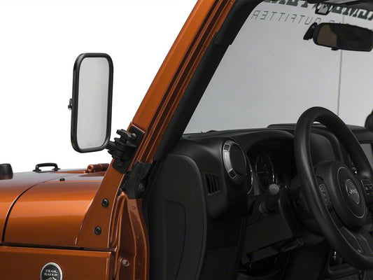Barricade Quick Release Rectangular Mirrors; Textured Black (07-18 Jeep Wrangler JK)