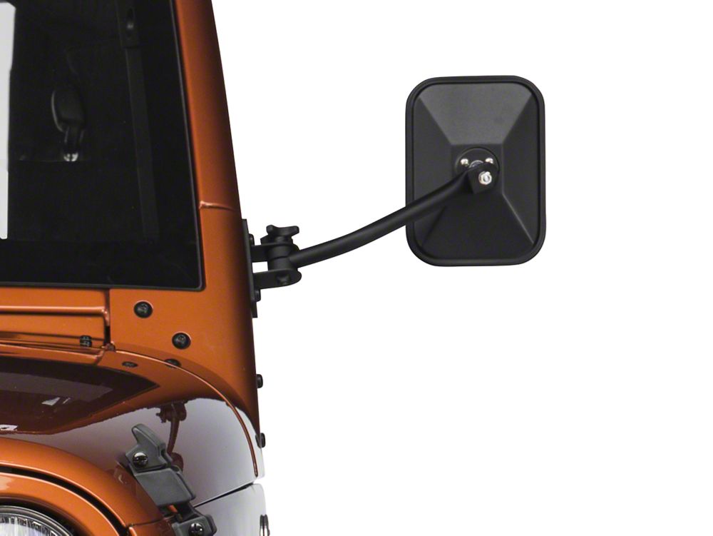 Barricade Quick Release Rectangular Mirrors; Textured Black (07-18 Jeep Wrangler JK)