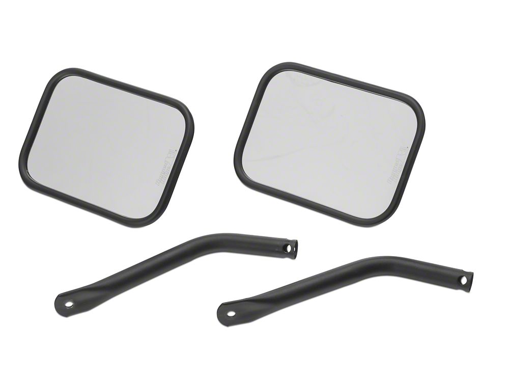 Barricade Quick Release Rectangular Mirrors; Textured Black (07-18 Jeep Wrangler JK)