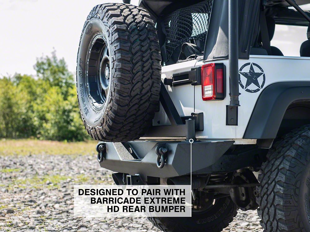 Barricade Extreme HD Rear Tire Carrier for Barricade Extreme HD Bumper Only (07-18 Jeep Wrangler JK)