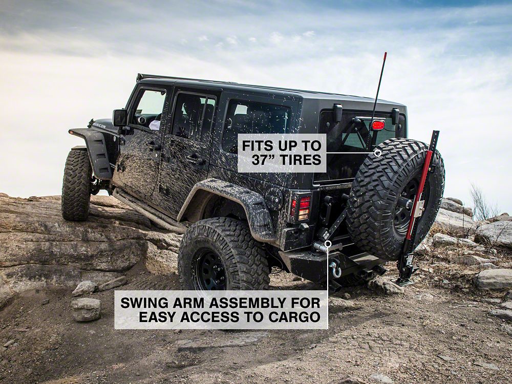 Barricade Extreme HD Rear Tire Carrier for Barricade Extreme HD Bumper Only (07-18 Jeep Wrangler JK)