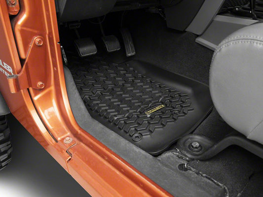 Barricade Front Floor Mats; Black (07-18 Jeep Wrangler JK)