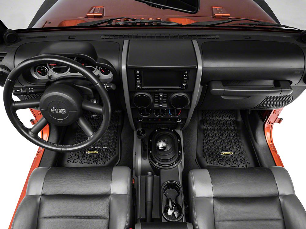 Barricade Front Floor Mats; Black (07-18 Jeep Wrangler JK)