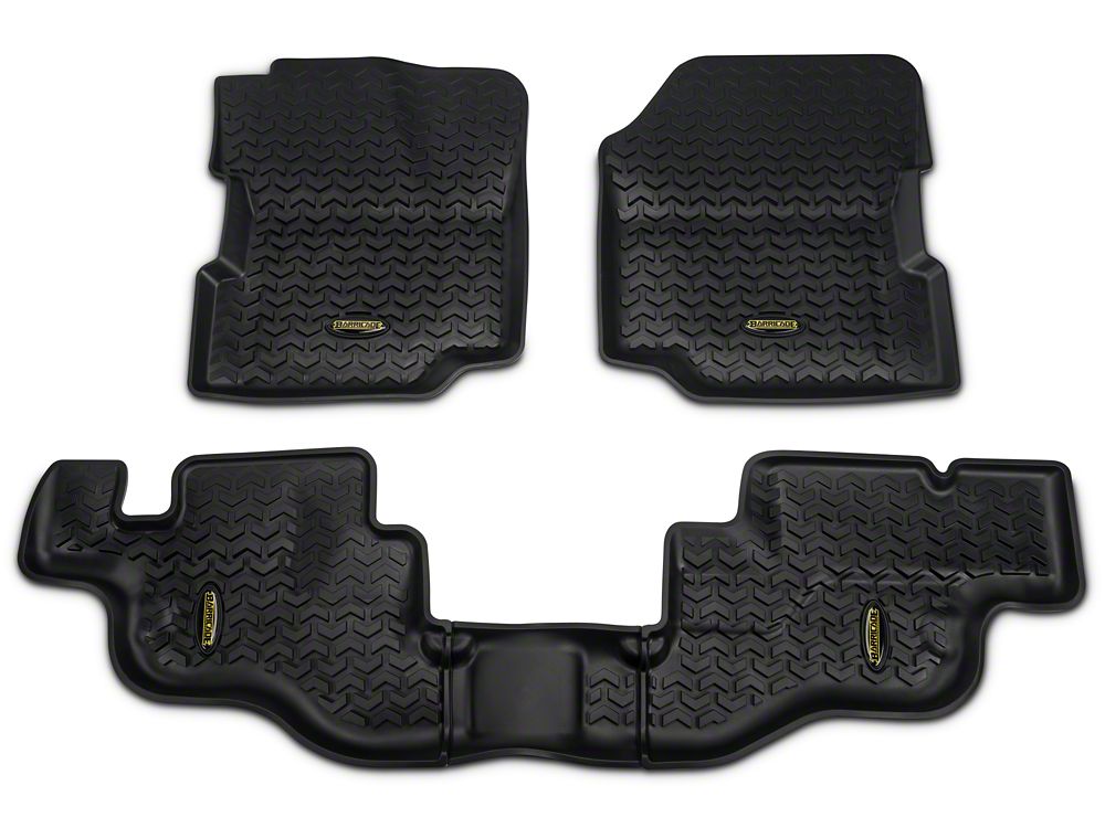 Barricade Front and Rear Floor Mats; Black (87-95 Jeep Wrangler YJ)