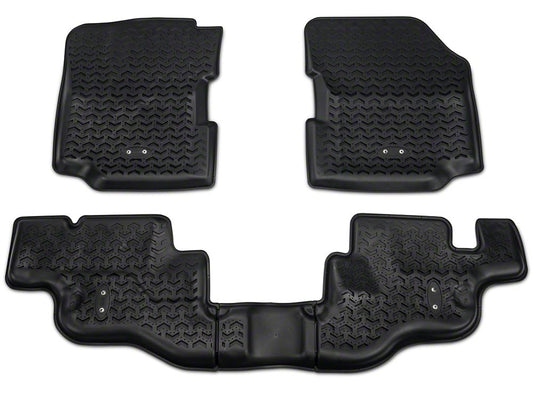Barricade Front and Rear Floor Mats; Black (87-95 Jeep Wrangler YJ)