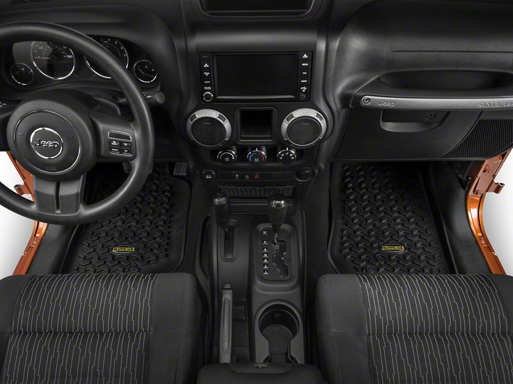 Barricade Front and Rear Floor Mats; Black (07-18 Jeep Wrangler JK 2-Door)