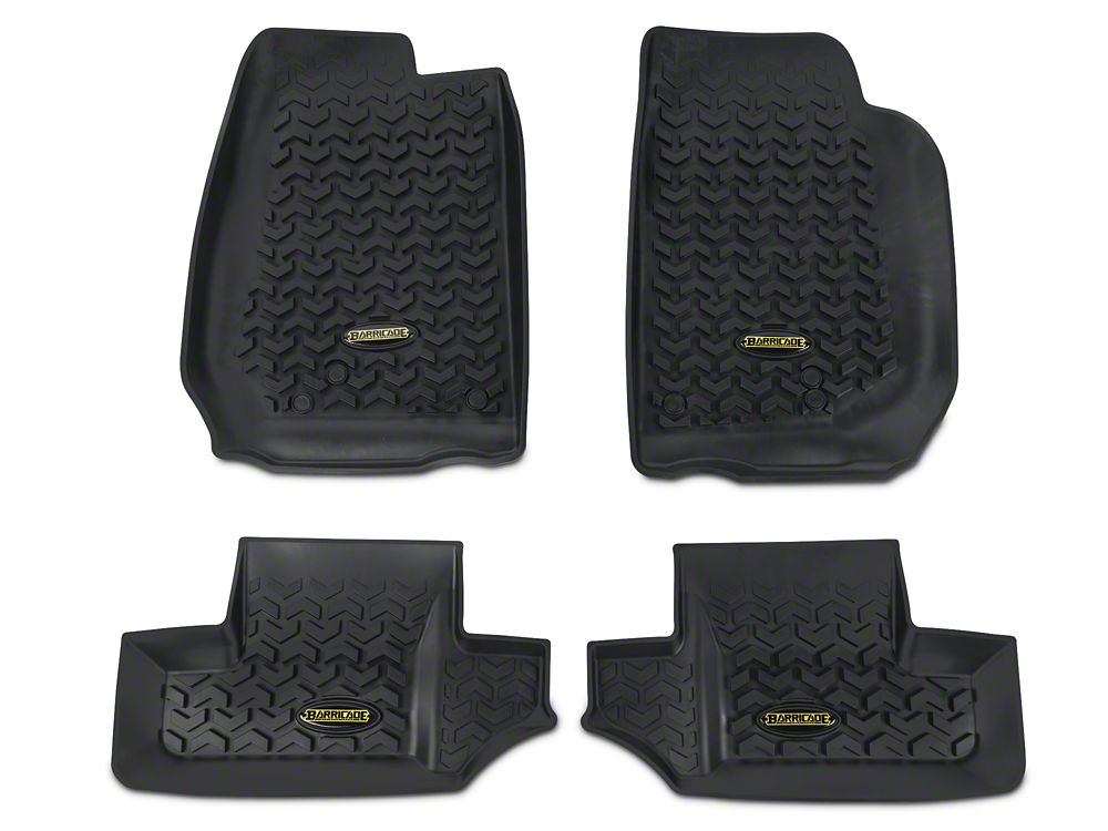 Barricade Front and Rear Floor Mats; Black (07-18 Jeep Wrangler JK 2-Door)