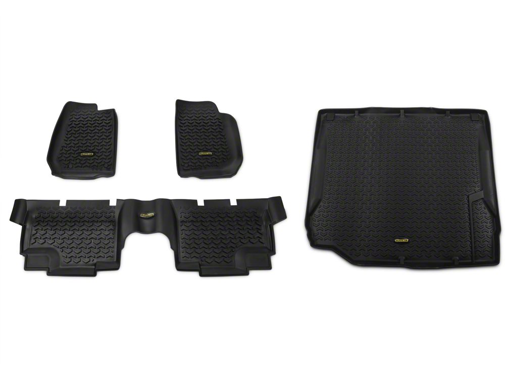 Barricade Front, Rear and Cargo Floor Mats; Black (11-18 Jeep Wrangler JK 4-Door)