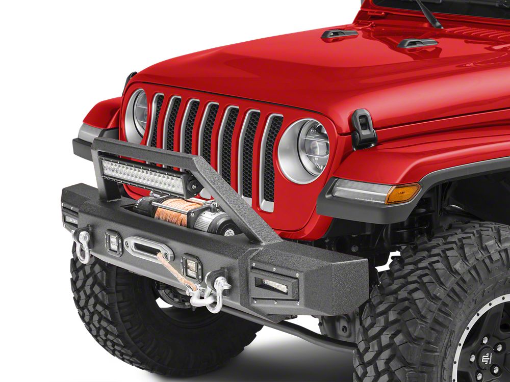 Barricade Vision Series Front Bumper with LED Fog Lights, Work Lights and 20-Inch LED Light Bar (18-25 Jeep Wrangler JL)
