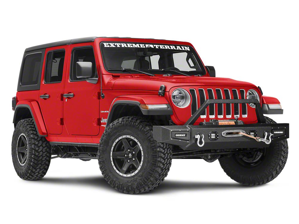 Barricade Vision Series Front Bumper with LED Fog Lights, Work Lights and 20-Inch LED Light Bar (18-25 Jeep Wrangler JL)