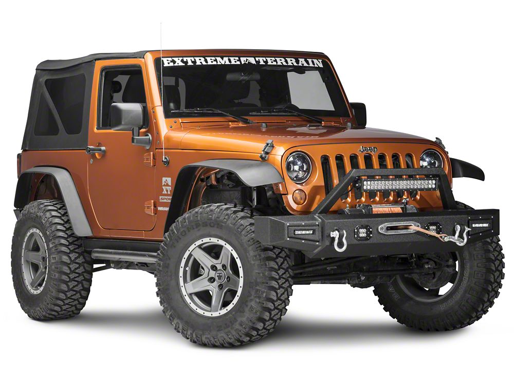 Barricade Vision Series Front Bumper with LED Fog Lights, Work Lights and 20-Inch LED Light Bar (07-18 Jeep Wrangler JK)